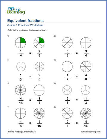Printable Fractions Worksheets Grade 3 Pdf
