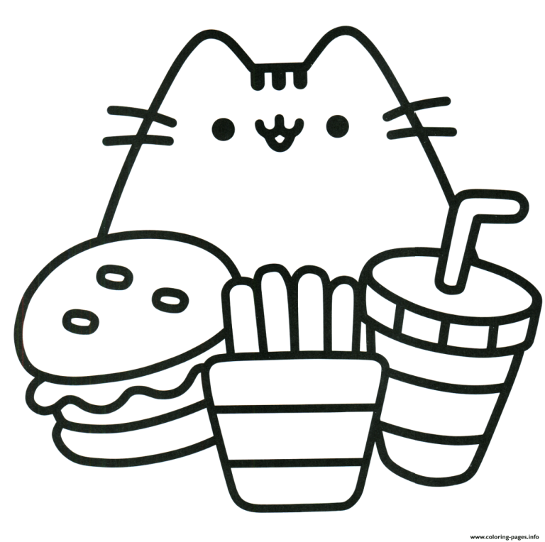 Pusheen Colouring Pages Food