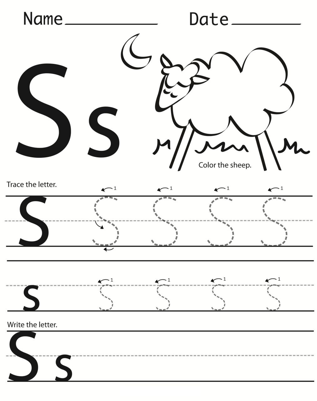 Free Letter S Worksheets For Kindergarten