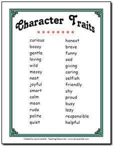 First Grade Character Traits Worksheet 1st Grade