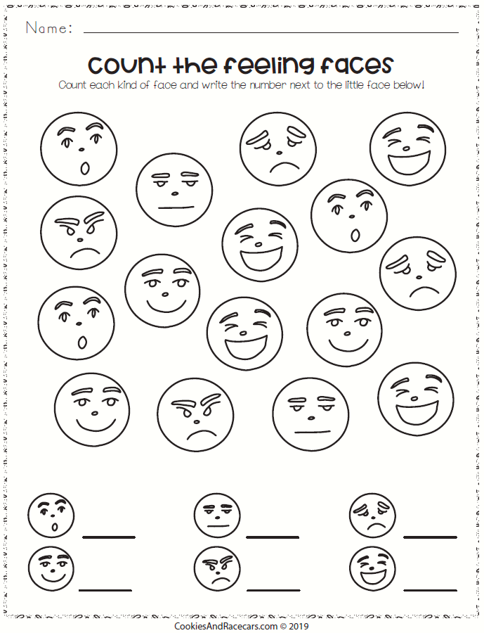 Kindergarten Identifying Emotions Worksheet