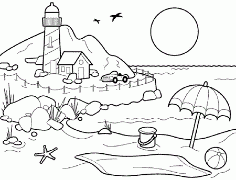 Beach Coloring Pages For Toddlers