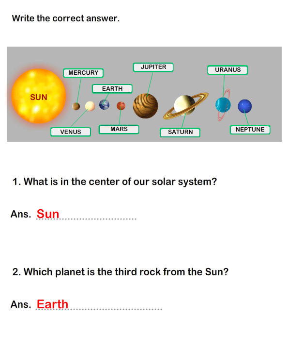 Earth And Solar System Grade 6 Worksheets