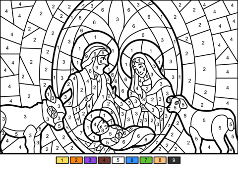 Nativity Scene Coloring Page