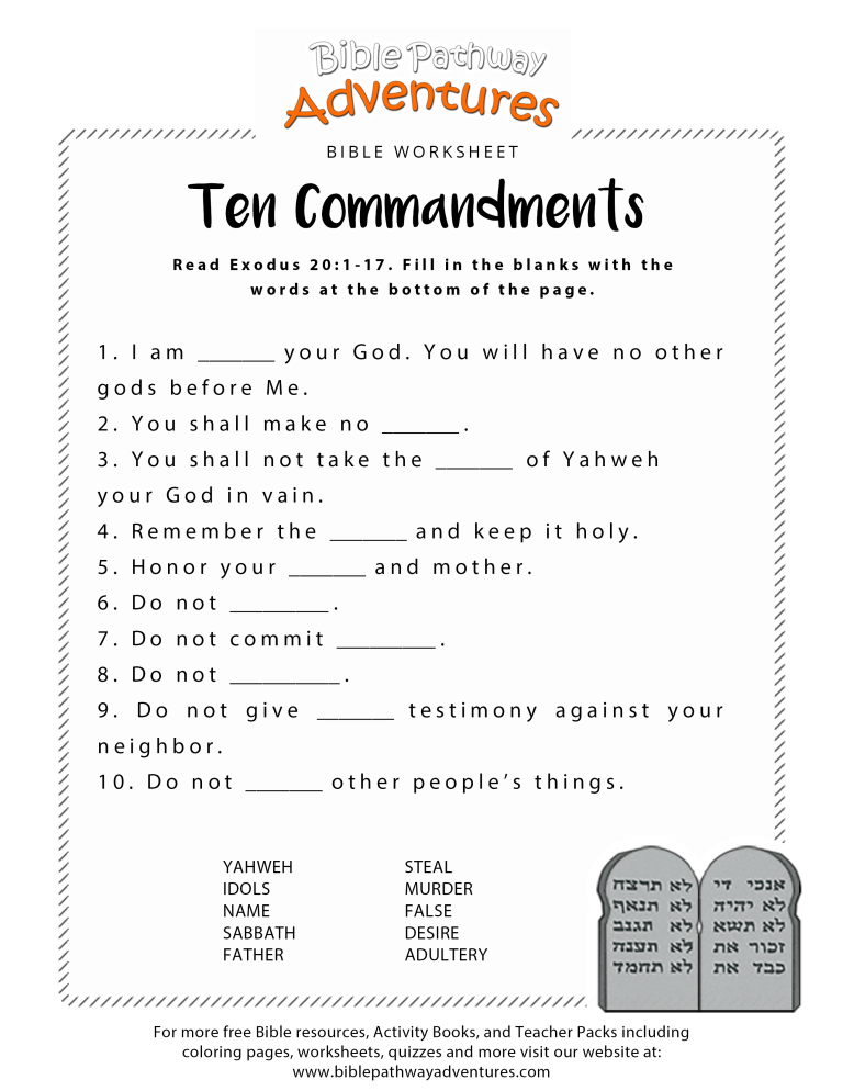 Bible Activity Sheets For Adults