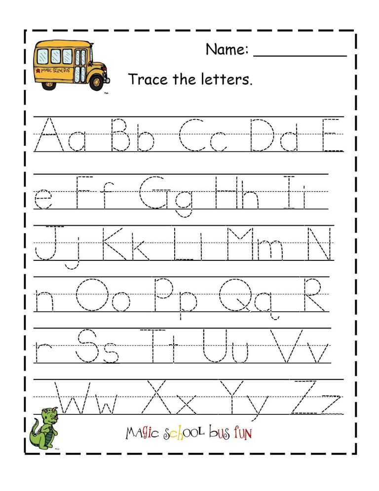 Printable Alphabet Traceable Kindergarten Worksheets