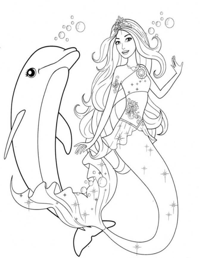 Mermaid Pictures To Color Printable