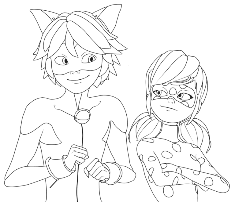 Marinette Ladybug And Cat Noir Coloring Pages