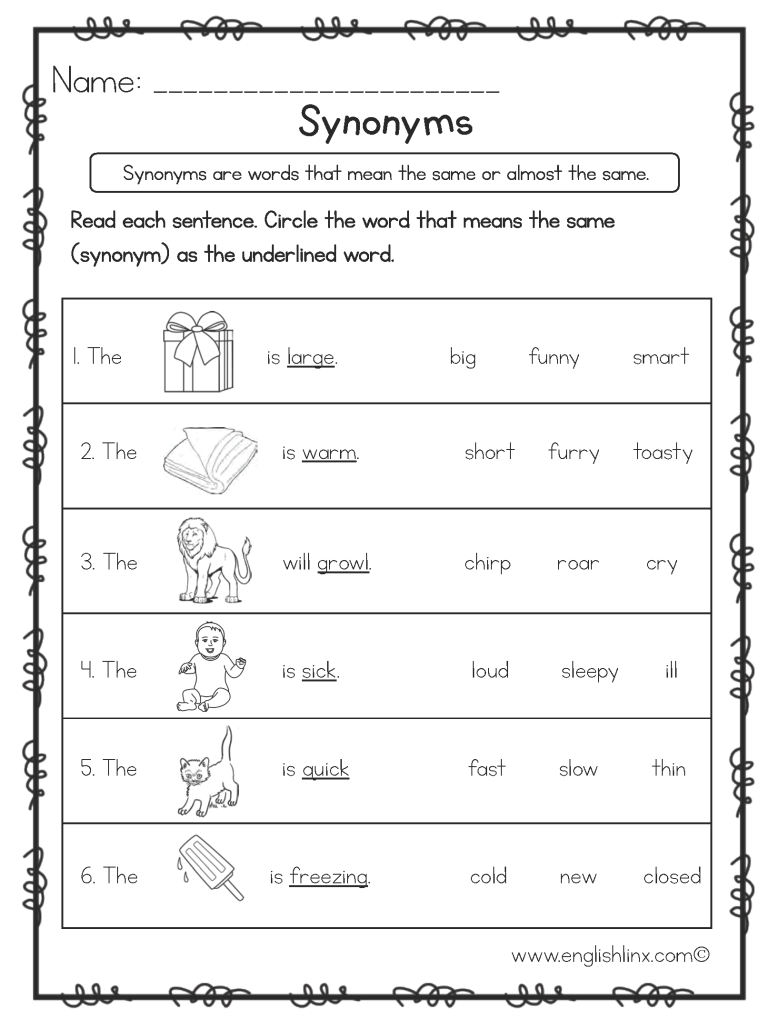 Synonyms And Antonyms Worksheets For Grade 2