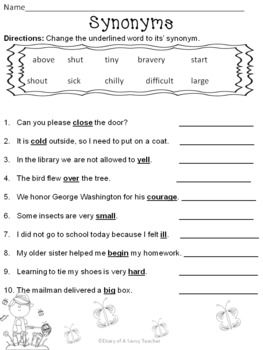 Synonyms And Antonyms Worksheet For Grade 4