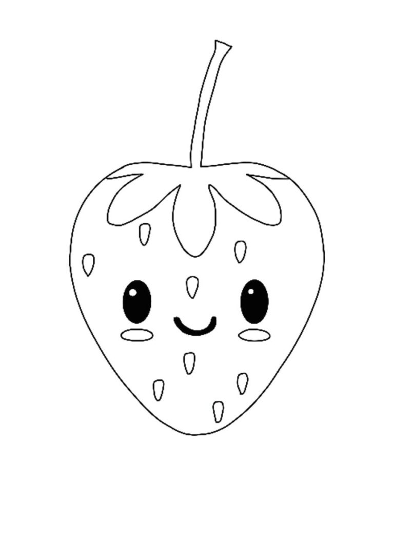 Kawaii Strawberry Coloring Page