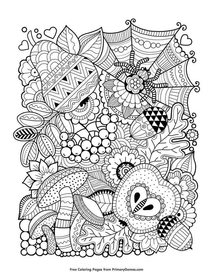 Zentangle Coloring Pages Fall