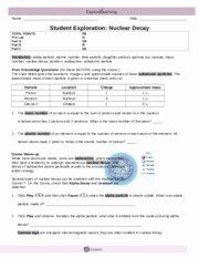 Worksheet Nuclear Decay Gizmo Answer Key