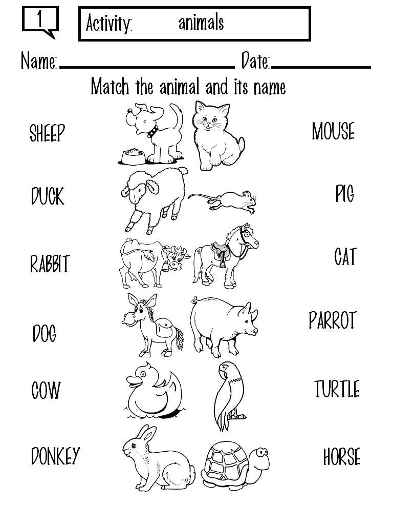 Vocabulary Farm Animals Worksheets Pdf