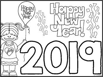 Happy New Year Coloring Pages 2019