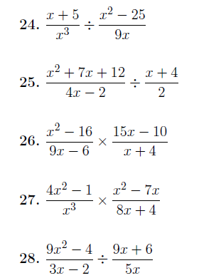 Multiplying And Dividing Algebraic Fractions Worksheet