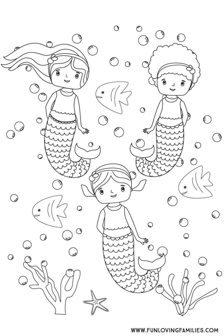 Mermaid Coloring Pages For Kids Printable