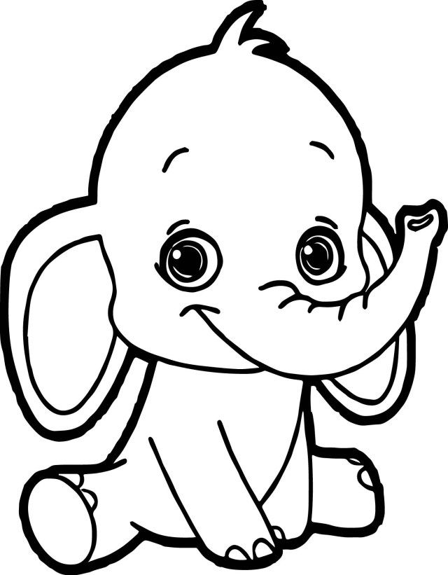 Baby Elephant Colouring Pages