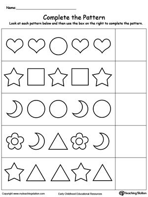 Shape Pattern Pattern Worksheets For Kindergarten Pdf