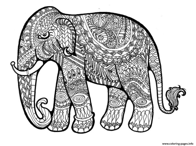 Elephant Colouring Pages For Adults