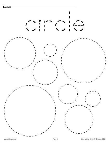 Tracing Shapes Worksheets Circle