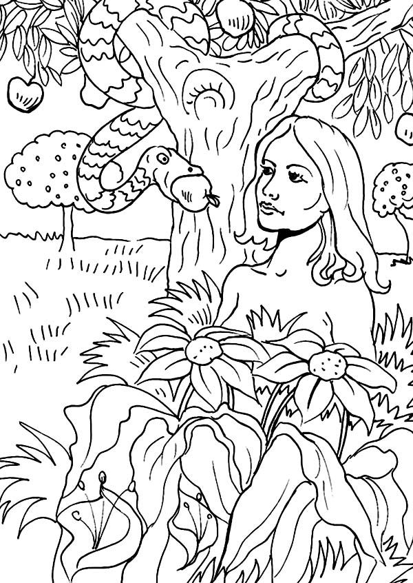 Adam And Eve Snake Coloring Page