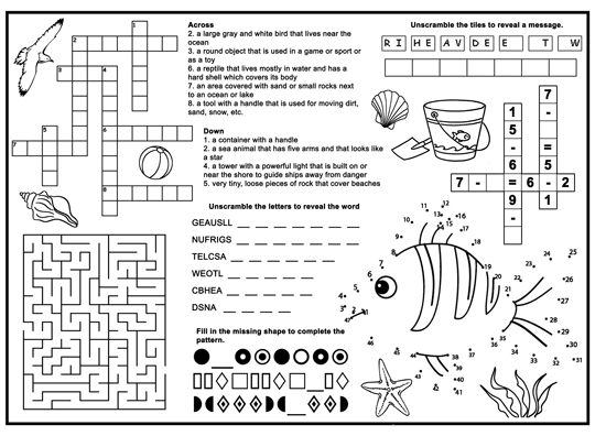 Activity Sheets For Kids Printable