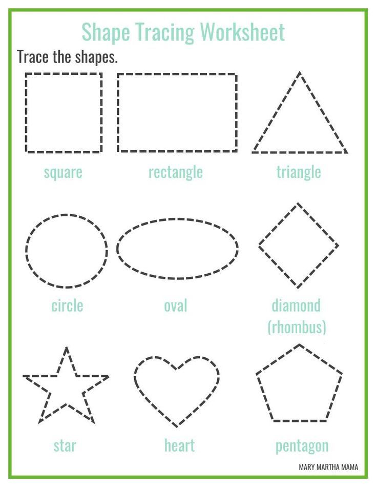 Tracing Shapes Worksheets For Kids