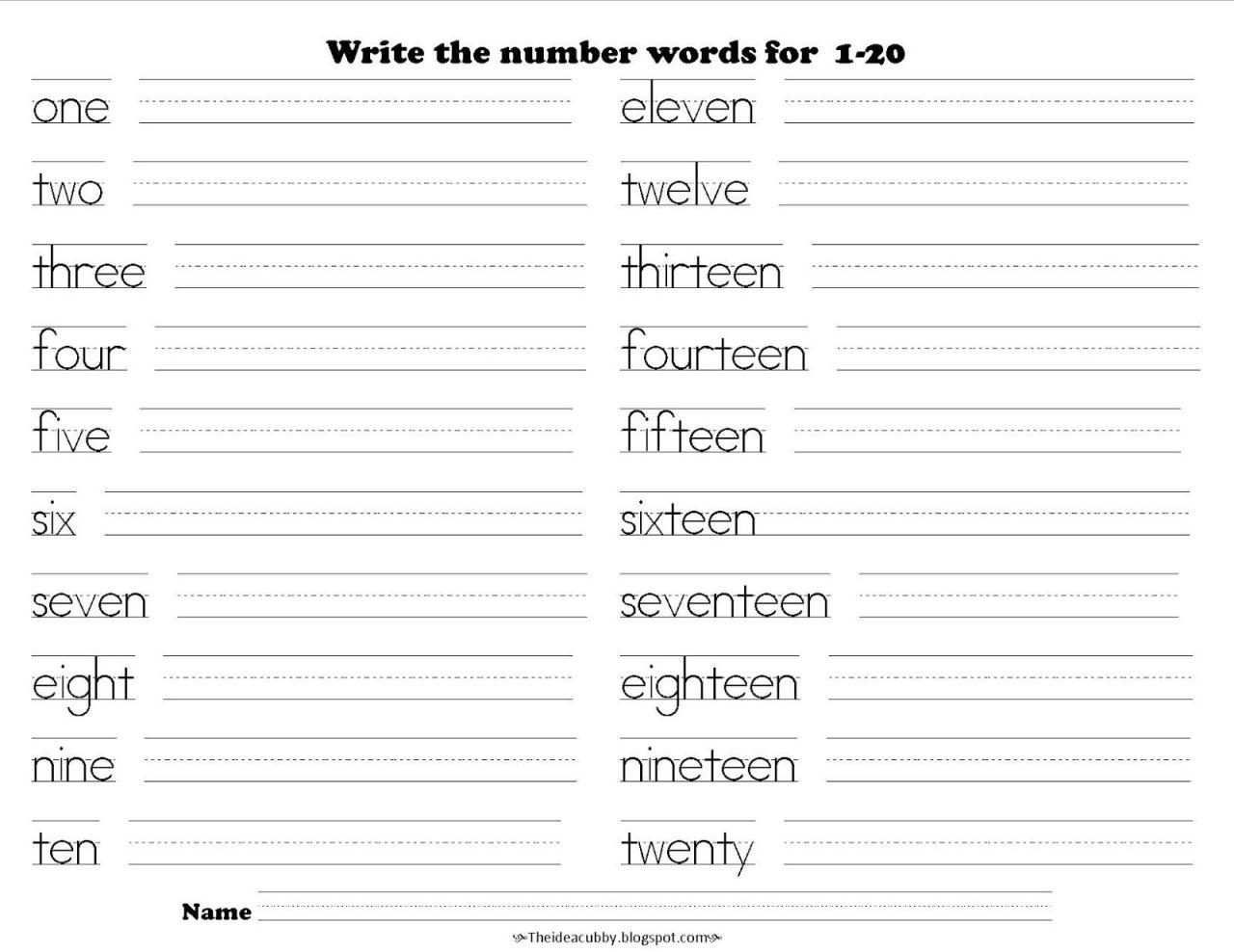 Writing Numbers In Words Worksheets Grade 1 Pdf