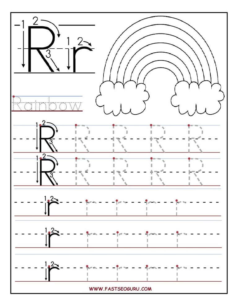 Tracing Letter R Worksheets For Preschool