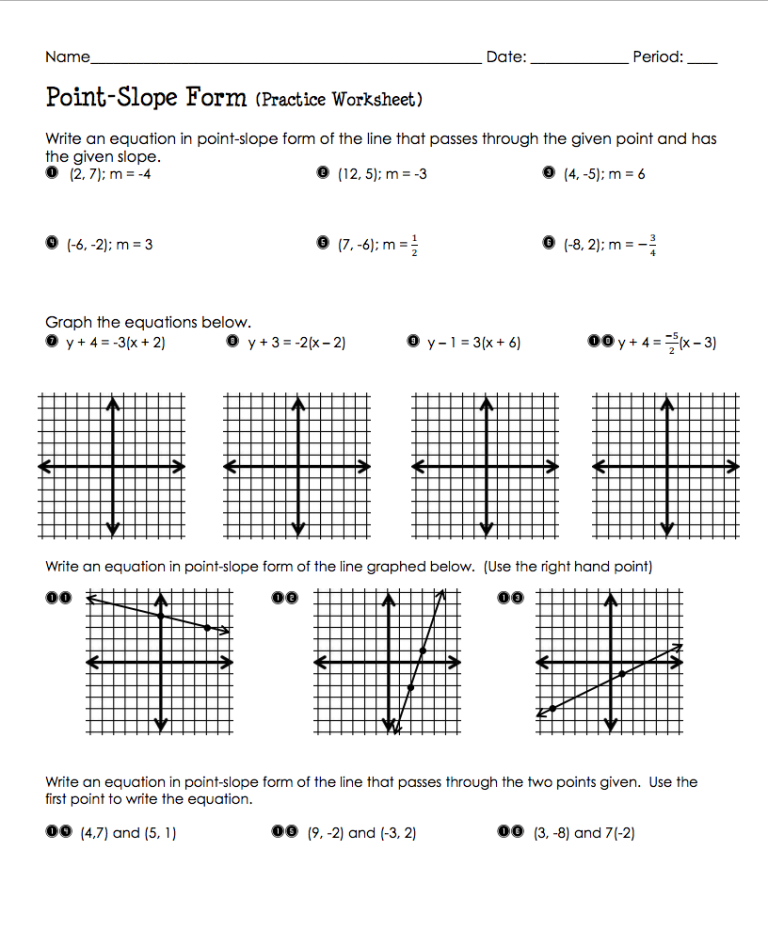 8th Grade Math Slope Worksheets