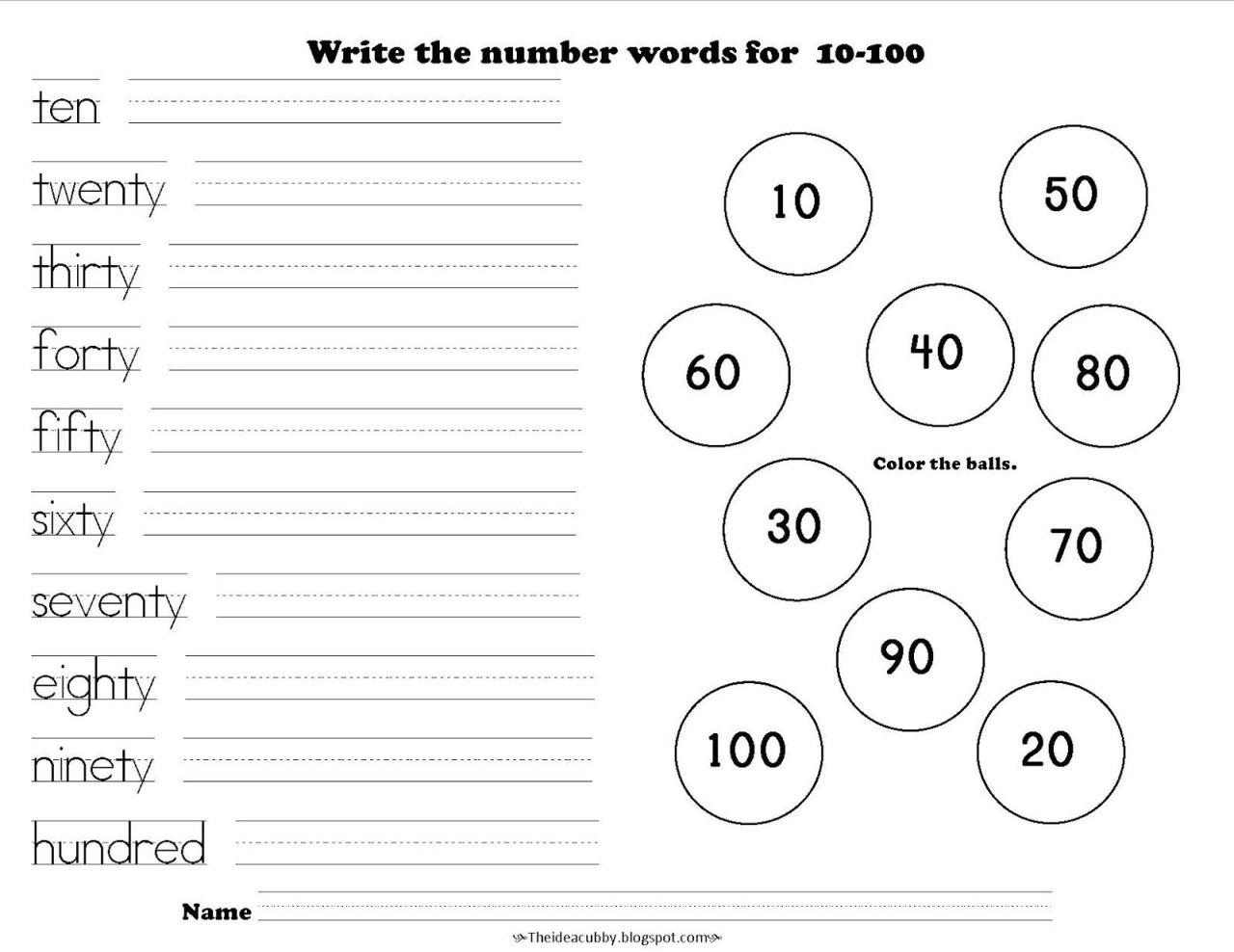 Number Writing Practice 1-100 Pdf