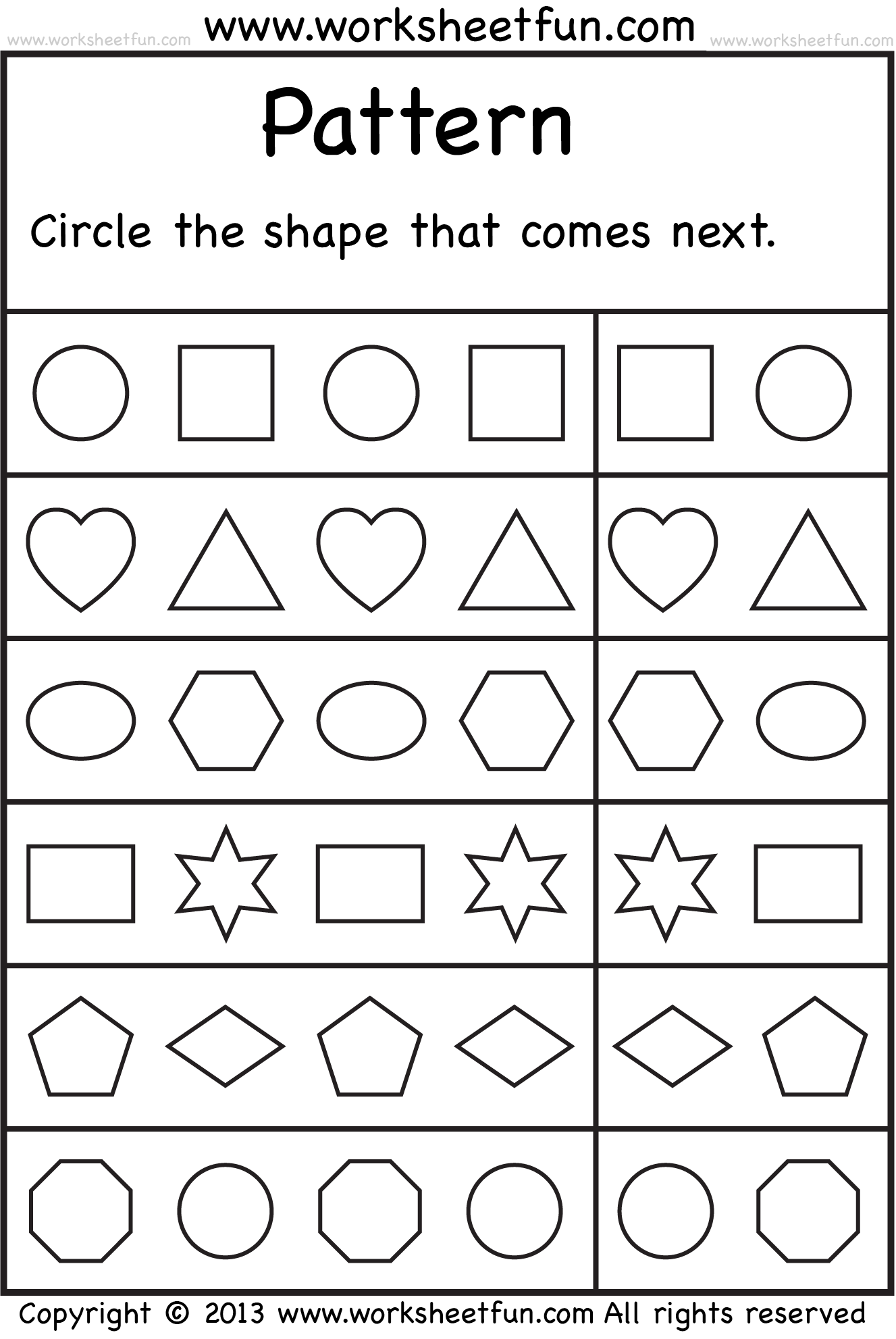 FREE Printable Worksheets Pattern worksheets for kindergarten