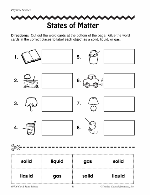 Kindergarten Solid Liquid Gas Worksheet Pdf