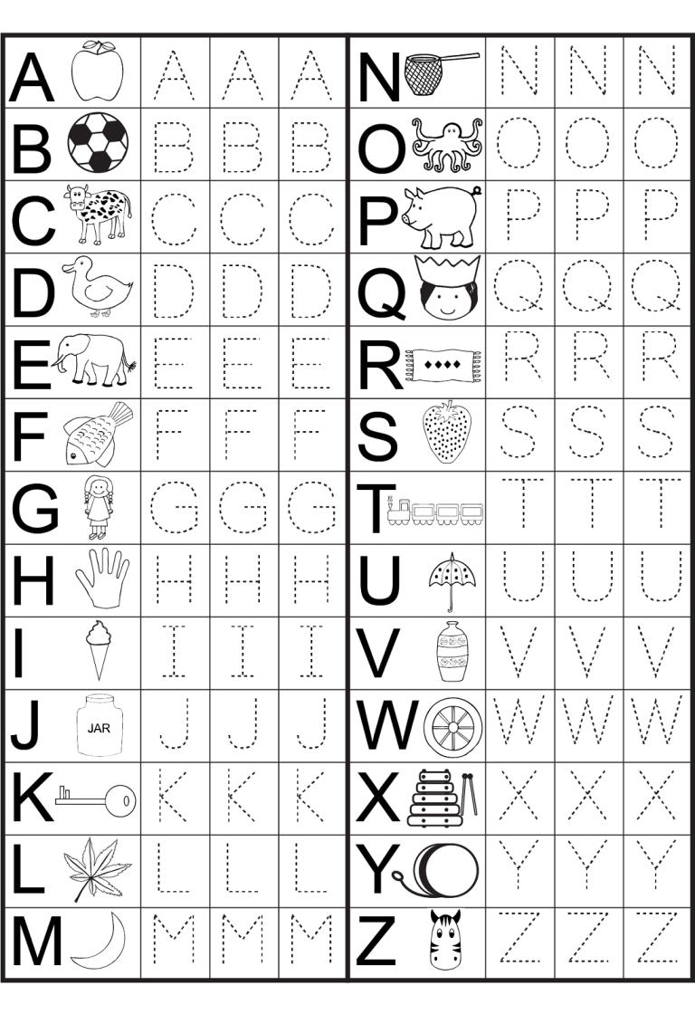 Alphabet Activity Sheets For Kindergarten