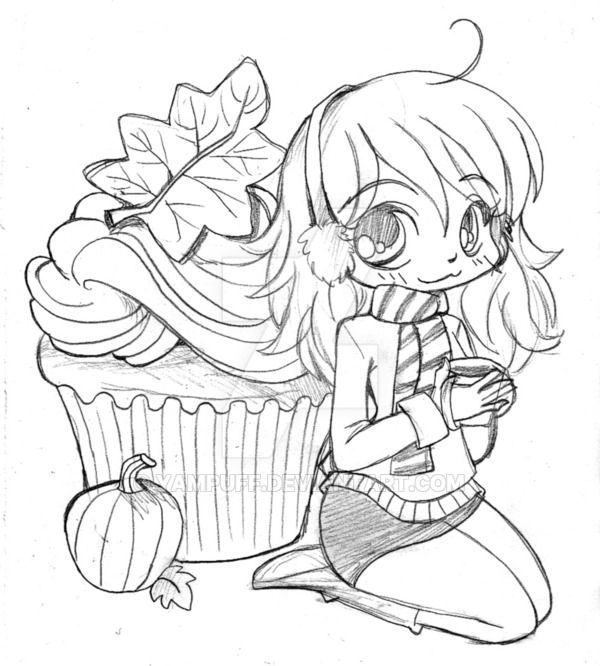 Chibi Coloring Pages Food