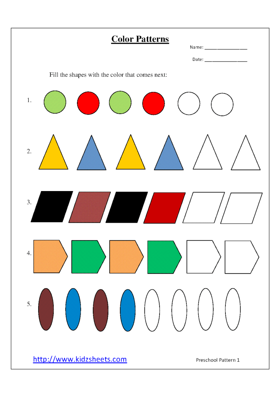 9 Best Images of Printable Pattern Worksheets For Preschool Free