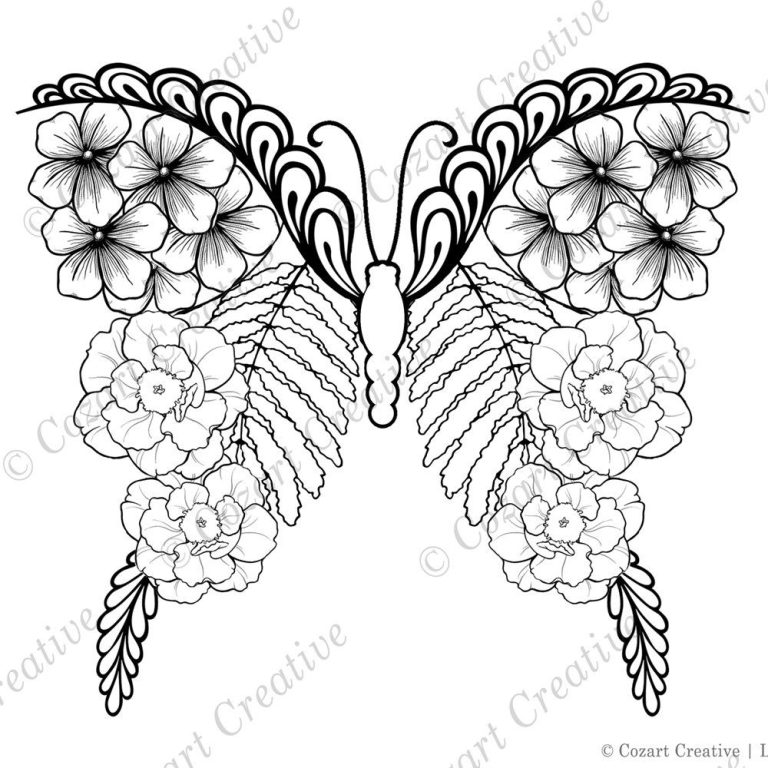 Butterfly Spring Flower Coloring Pages