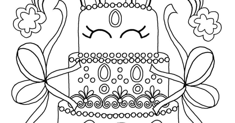 Cute Unicorn Cake Coloring Pages
