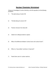 Isotopes And Nuclear Chemistry Worksheet Chemistry 2a