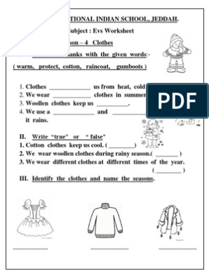 2nd Evs Worksheet For Class 2 Kendriya Vidyalaya