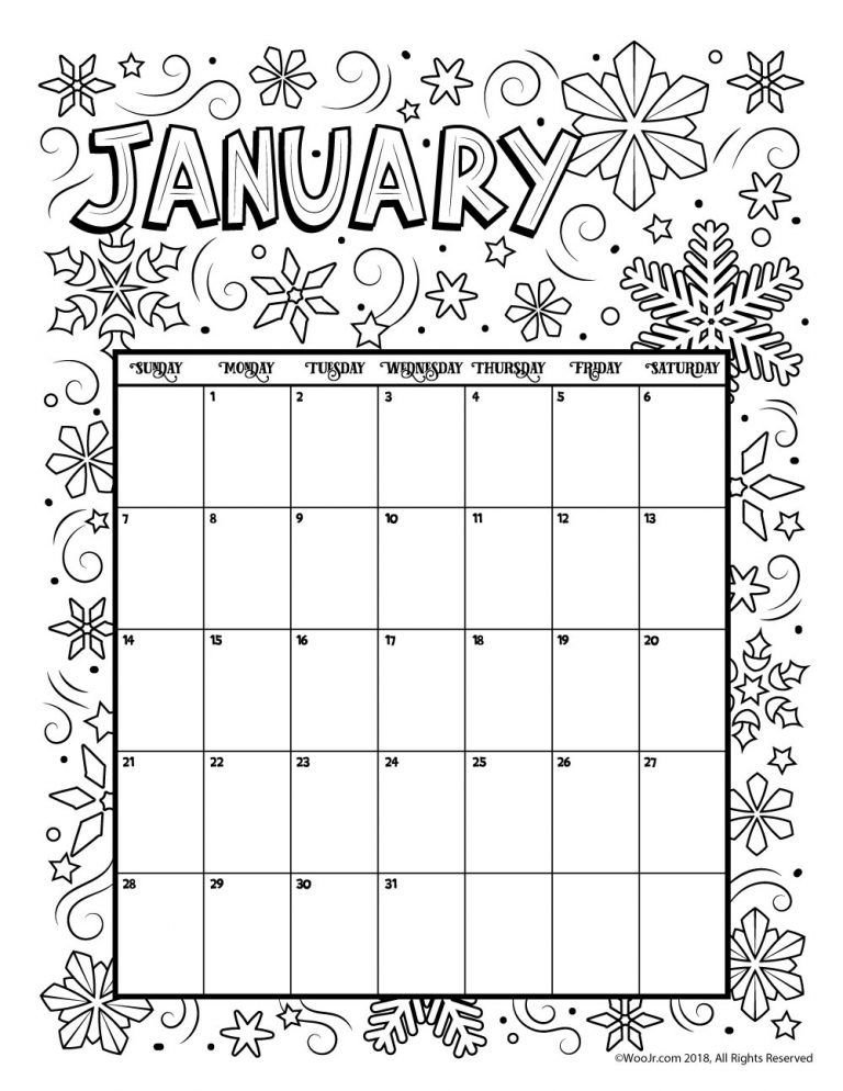 December Calendar Coloring Pages