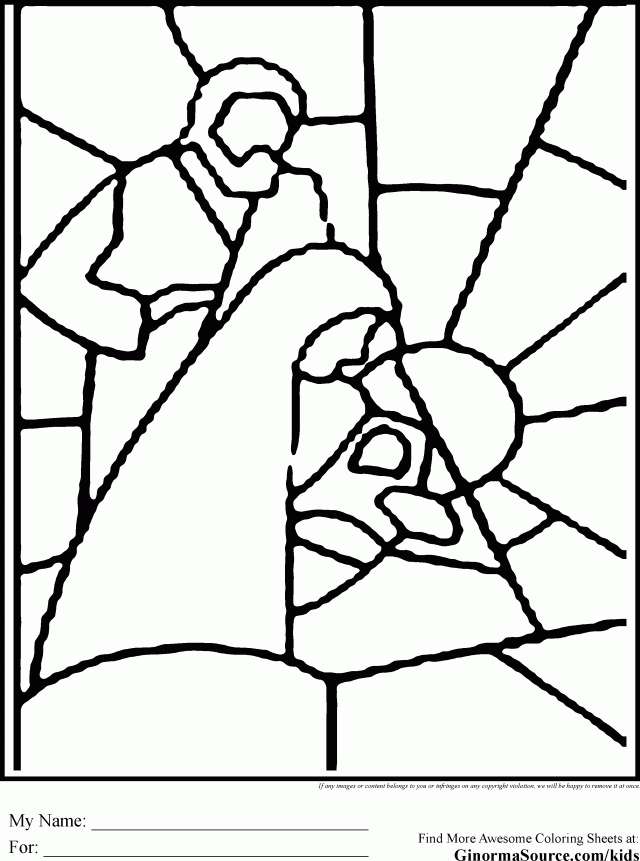 Stained Glass Nativity Scene Coloring Pages