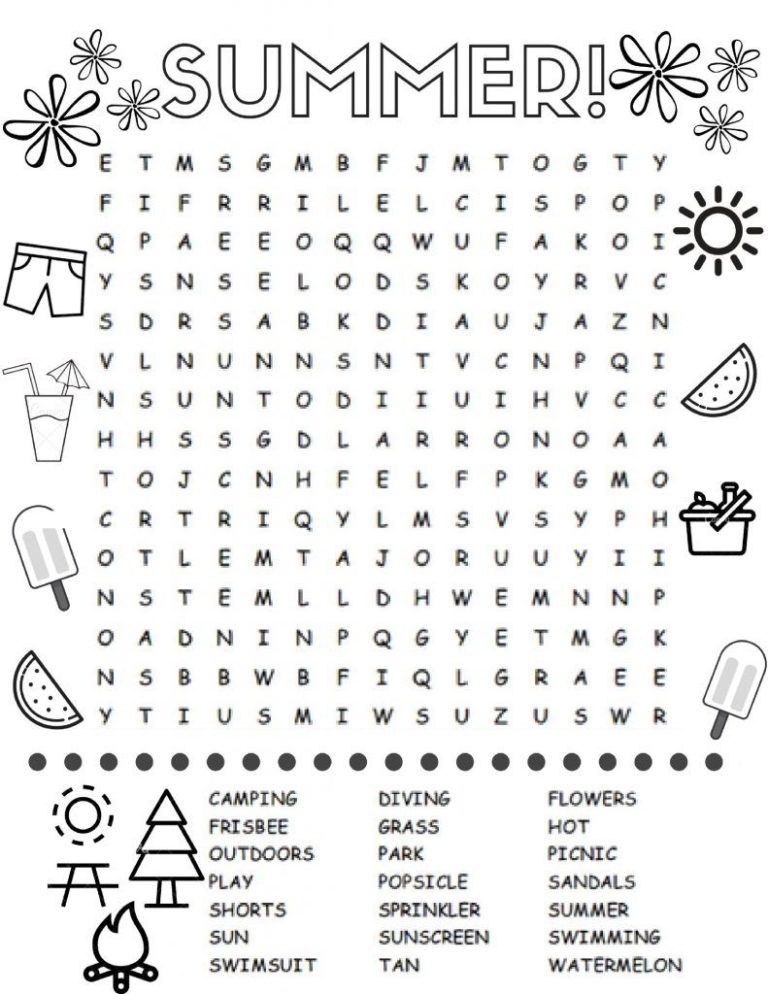Word Search Kids Activity Pages