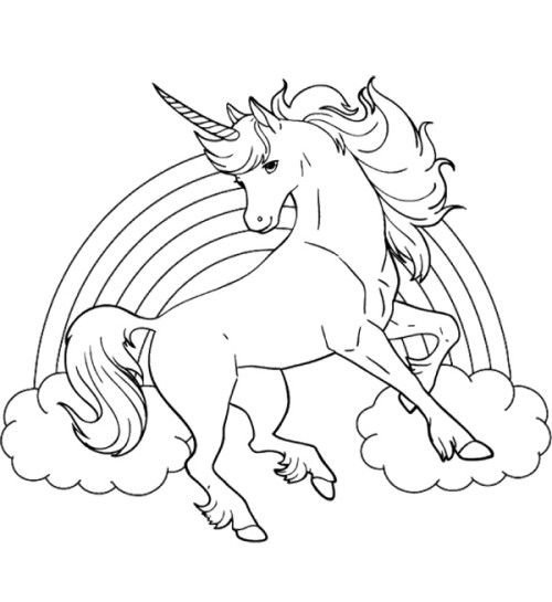 Cute Unicorn Rainbow Coloring Pages
