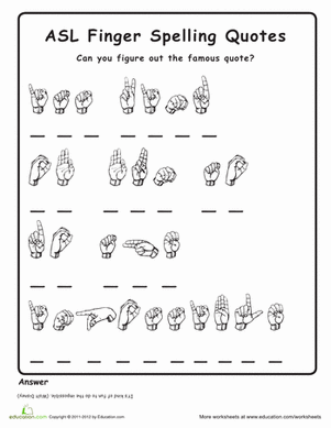 Sign Language Worksheets For Kindergarten