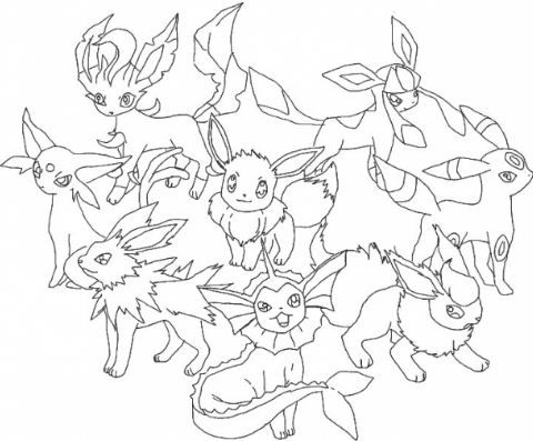 Eevee Evolutions Pokemon Go Coloring Pages