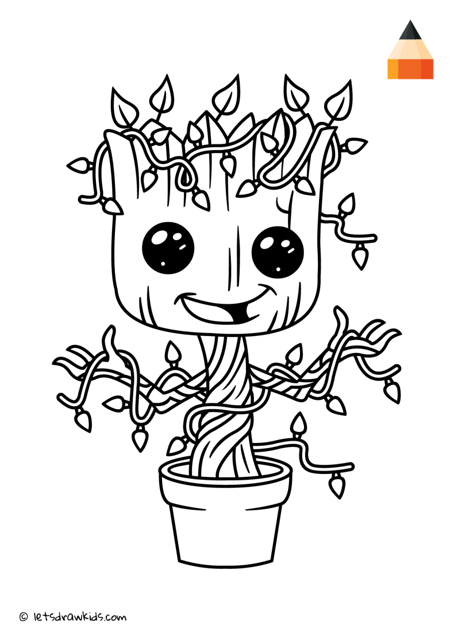 Baby Groot Guardians Of The Galaxy Coloring Pages