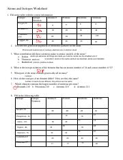 Isotopes Worksheet #1 Answer Key