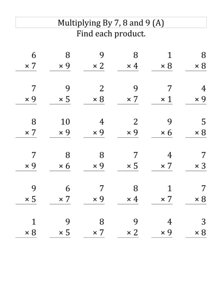 4th Grade Multiplication Practice Sheets Free